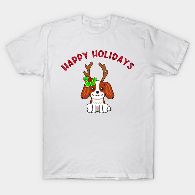 XMAS COCKER SPANIEL PUPPY WITH REINDEER ANTLERS T-Shirt by Scarebaby